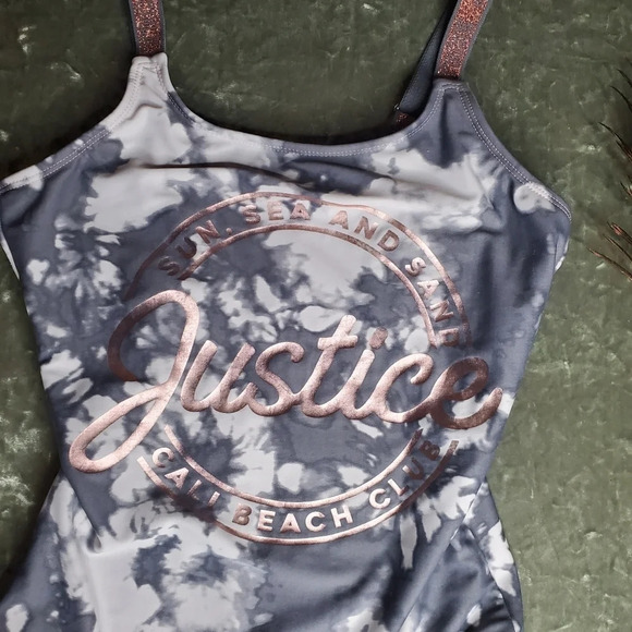 Justice Swimwear Logo Shine Tie Dye Swimsuit - Picture 2 of 5